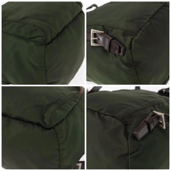 PRADA Backpack Nylon Khaki Silver Auth BA7769 main image 12